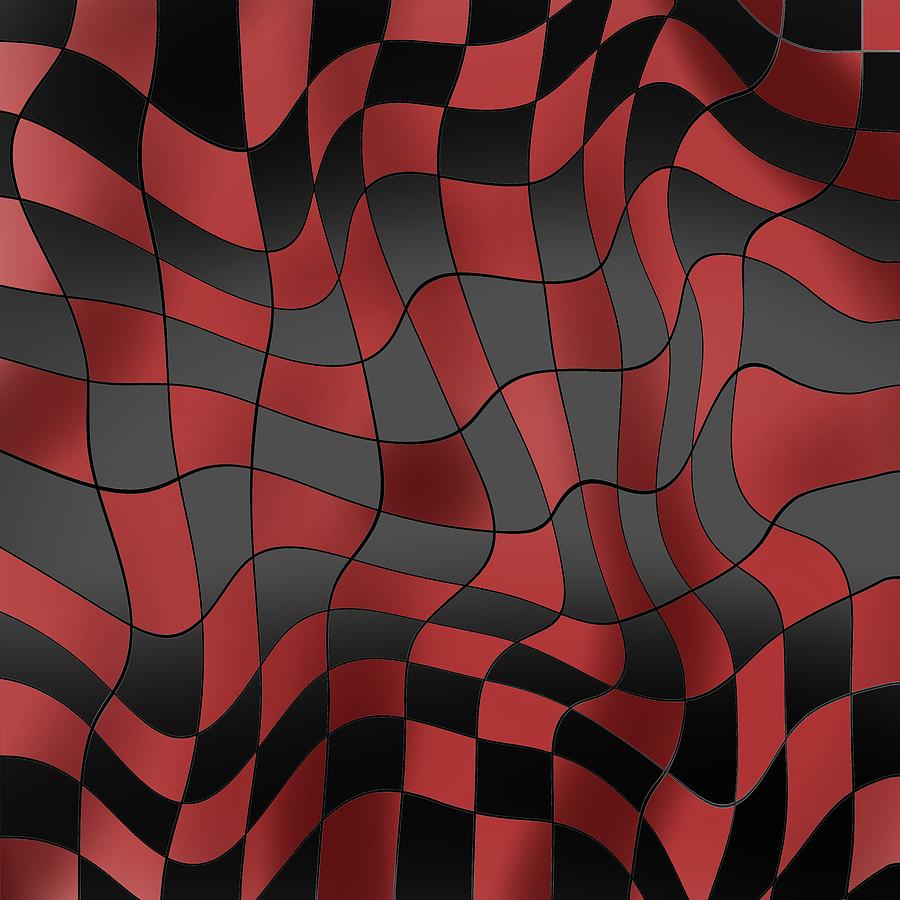 Confusing pattern checkered red black Painting by Patricia Piotrak