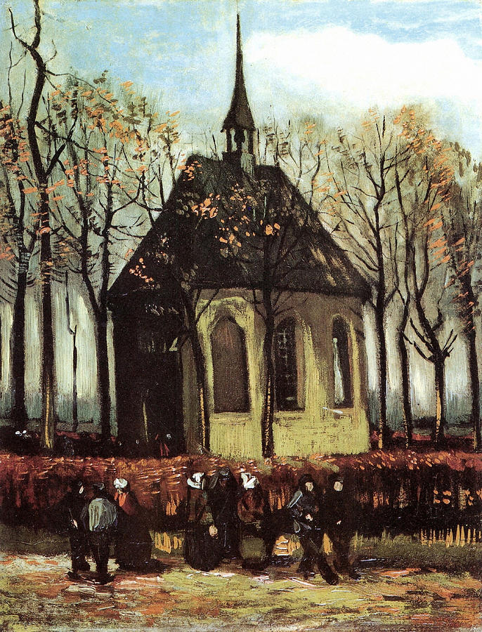 Vincent Van Gogh Painting - Congregation Leaving the Reformed Church in Nuenen by 
