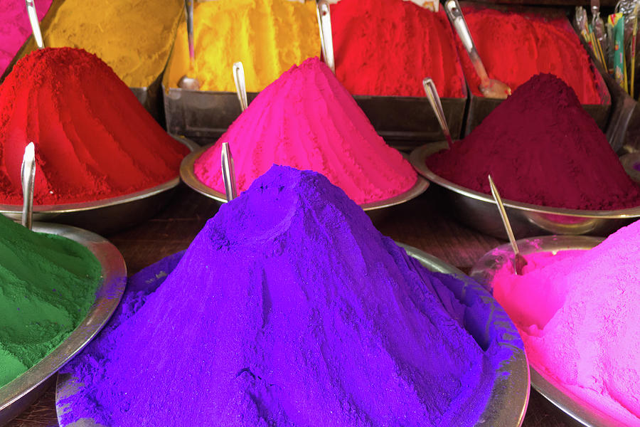 Conical Piles Of Kumkum Coloured Powder Photograph by Heather Elton / Design Pics