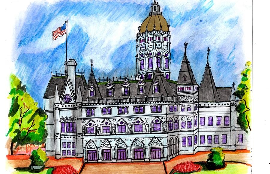 Conn State House Drawing by Paul Meinerth