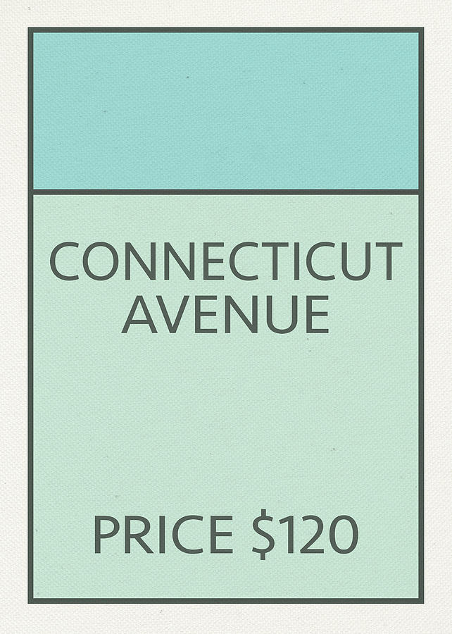 Vintage Mixed Media - Connecticut Avenue Vintage Retro Monopoly Board Game Card by Design Turnpike