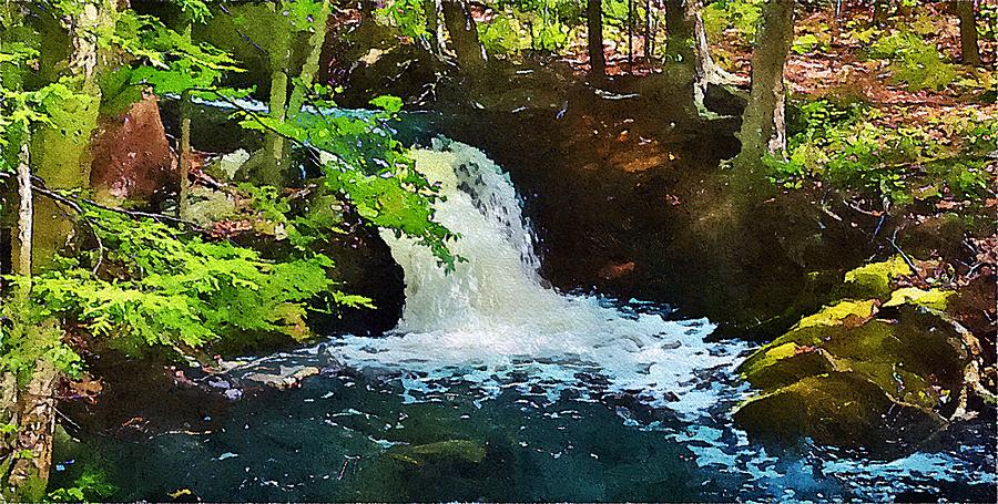 Waterfall Mixed Media - Connecticut waterfall by Bakke and Schweizer Paintings