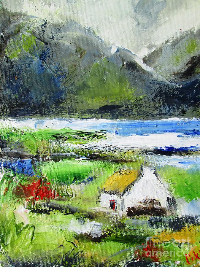 Painting of connemara cottage by the lake  Painting by Mary Cahalan Lee - aka PIXI
