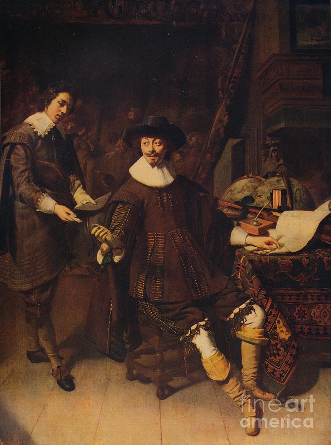 Constantijn Huygens And His Clerk Drawing by Print Collector