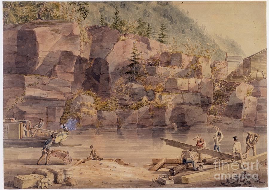 Construction Of The Erie Canal Painting by John William Hill