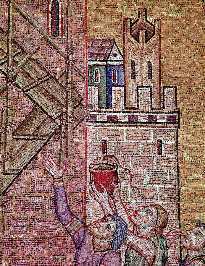 Byzantine Photograph - Construction Of The Tower Of Babel Detail Of The 13th Century Mosaic by European School
