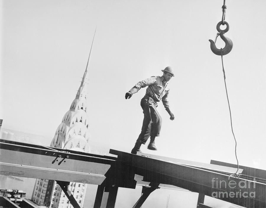 Construction Worker On Beam Photograph by Bettmann