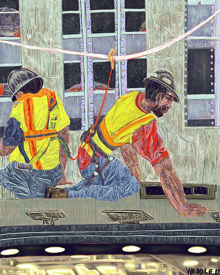 Construction Workers  Digital Art by Angela Weddle