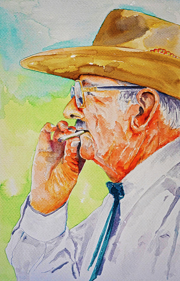 Hat Painting - Contemplating by Stephen Anderson
