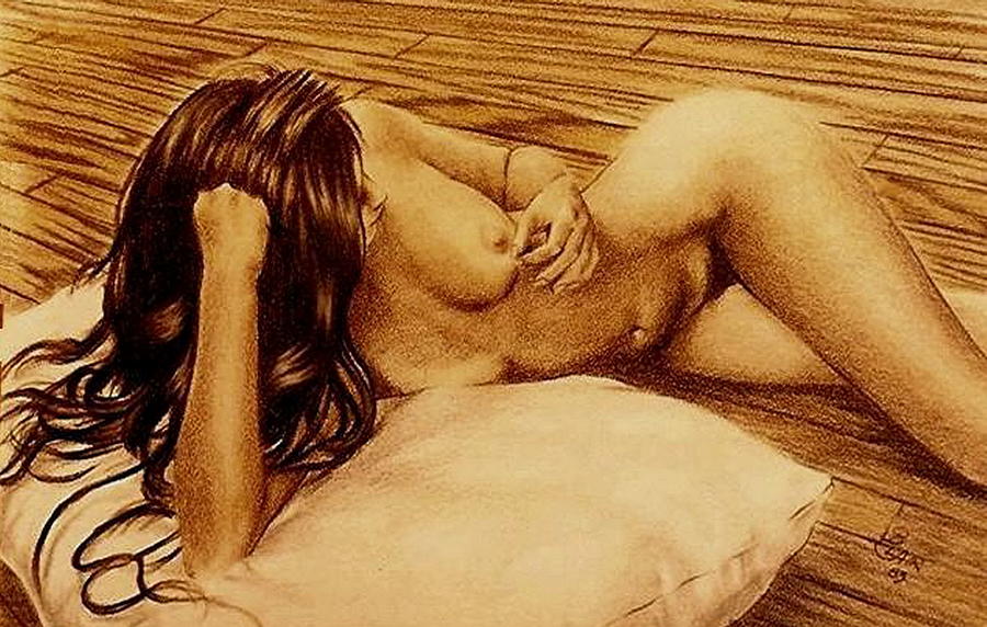 Nude Drawing - Contemplation by Barbara Keith