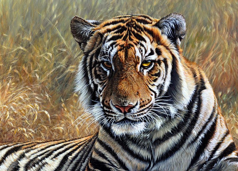 Contemplation - Tiger Portrait Painting by Alan M Hunt