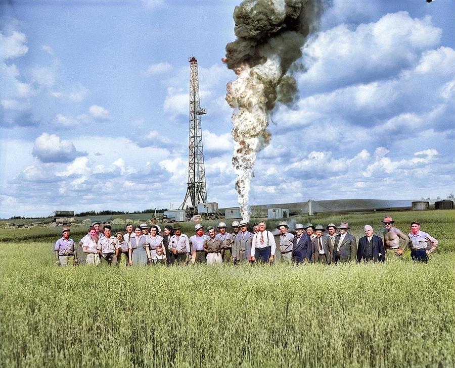 Continental No. 9 Oil Well At Woodbend, Alberta Colorized By Ahmet Asar Painting