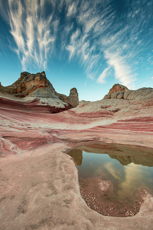 Contrail, Pool Reflection And Sandstone Photograph by Howie Garber ...