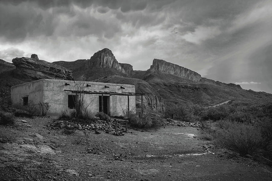 Controbando Movie Set in Big Bend BW Photograph by Harriet Feagin