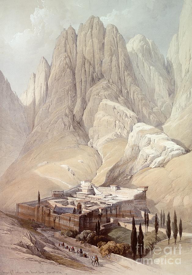 David Roberts Painting - Convent Of St Catherine With Mount Horeb, February 19th 1839 by David Roberts