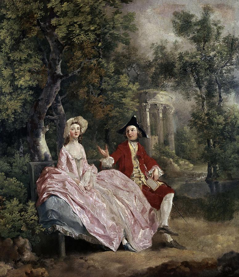 Conversation in a Park, 1745, Oil on canvas, 73 x 68 cm. Painting by Thomas Gainsborough -1727-1788-