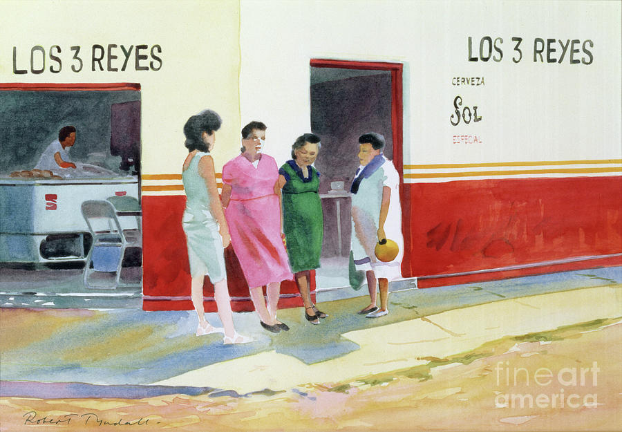 Conversation, Yucatan, Mexico Painting by Robert Tyndall