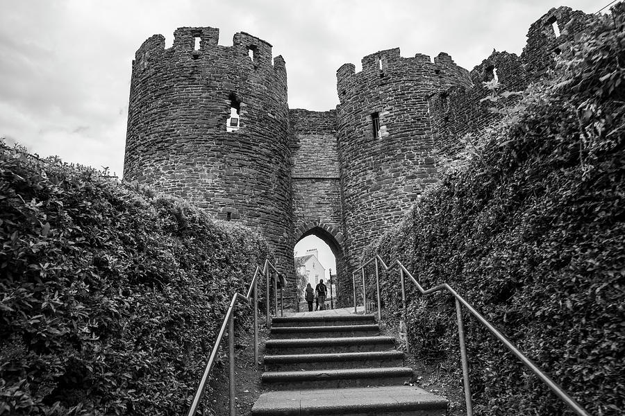 Snowdonia National Park Photograph - Conwy Castle Black and White  by John McGraw