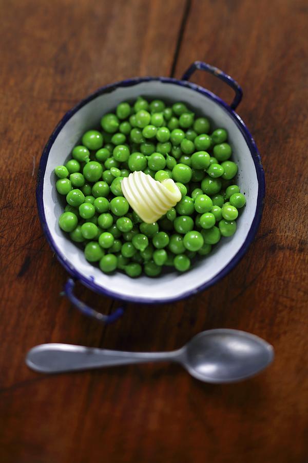 Cooked Peas With A Curl Of Butter view From Above Photograph by Frank Weymann