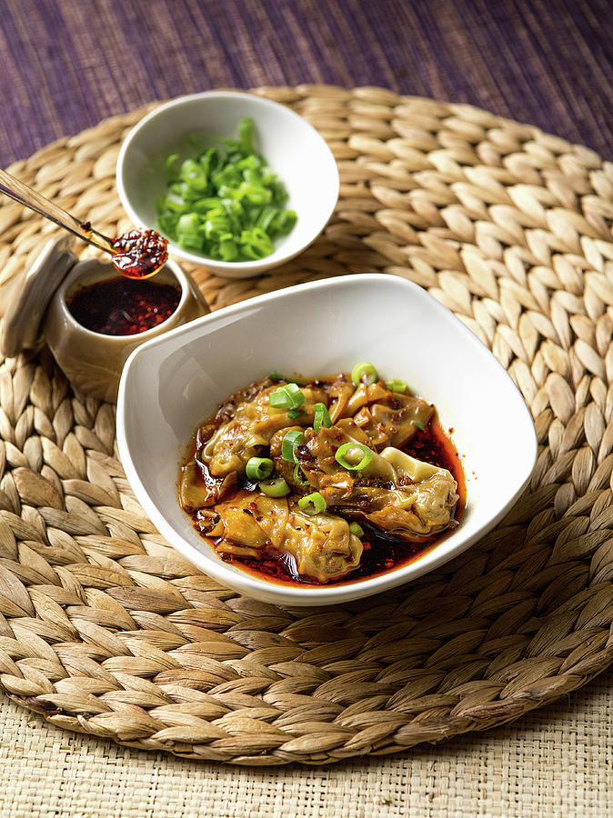 Cooked Wontons In Chilli Oil china Photograph by Tre Torri
