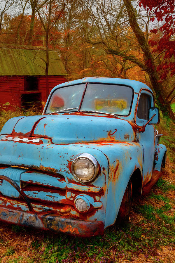 Cool Blue Dodge Painting Photograph by Debra and Dave Vanderlaan
