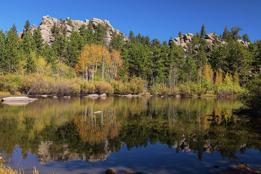 Cool Calm Rocky Mountains Autumn Reflections Photograph