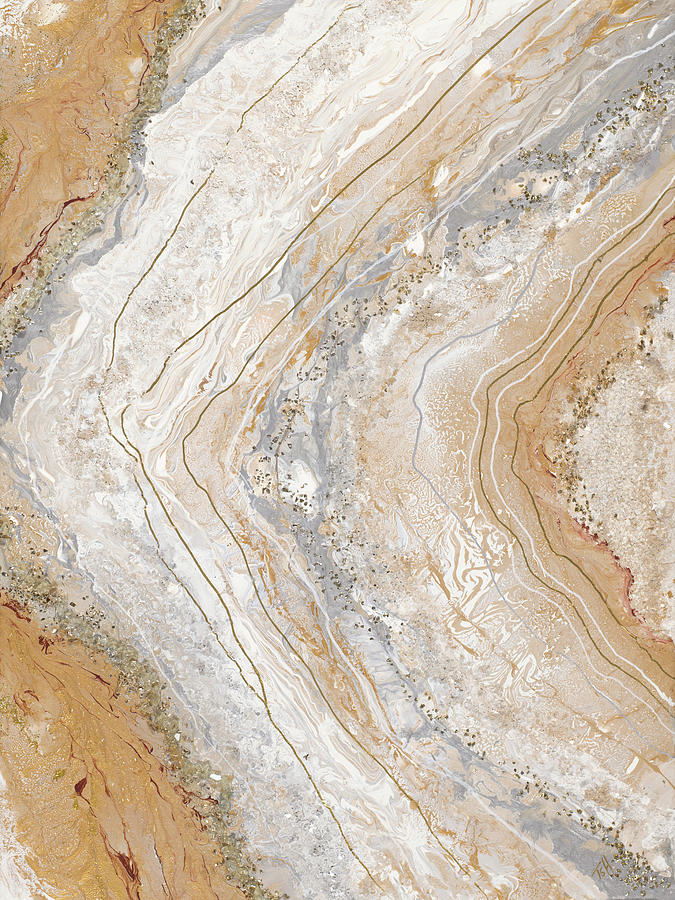 Cool Mixed Media - Cool Earth Marble Abstract by Tiffany Hakimipour