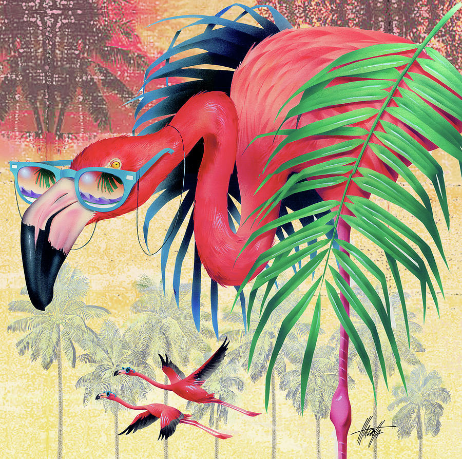 Animal Painting - Cool Flamingoes by James Mazzotta