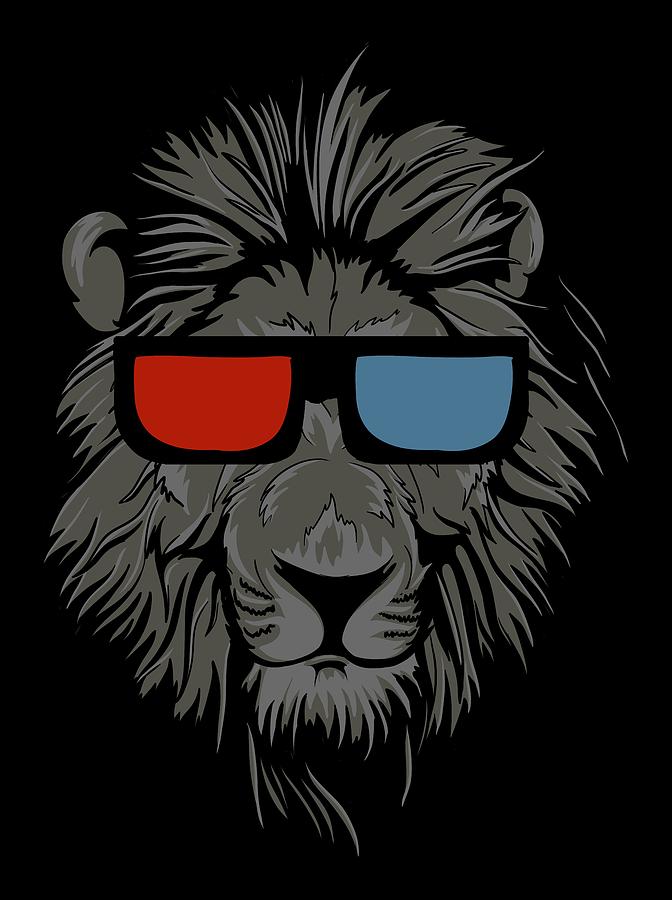 Cool Lion with glasses Digital Art by Matthias Hauser