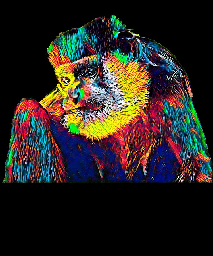 Cool Monkey Colored Design For Animal Lovers Digital Art by Super ...