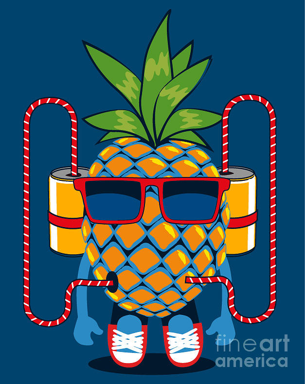 Body Digital Art - Cool Pineapple Character Vector Design by Braingraph Body Digital Art - Cool Pineapple Character Vector Design by Braingraph