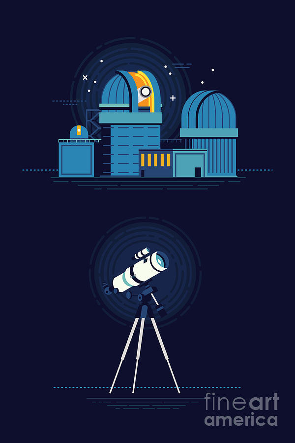 Big Digital Art - Cool Vector Modern Observatory At Night by Mascha Tace Big Digital Art - Cool Vector Modern Observatory At Night by Mascha Tace