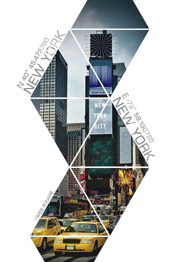 Coordinates NEW YORK CITY Times Square  Photograph by Melanie Viola