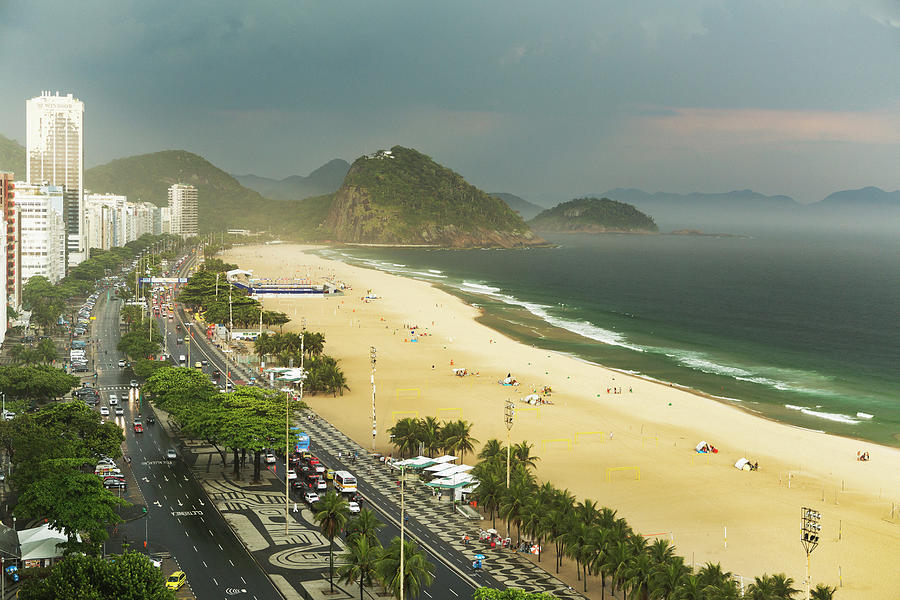 Copacabana Beach And Storm Clouds, Rio De Janeiro, Brazil Digital Art ...