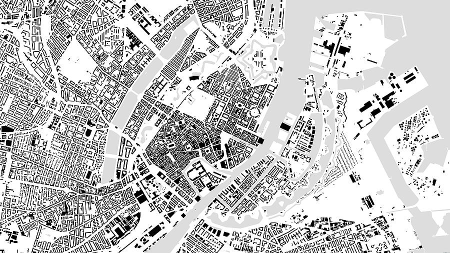 Copenhagen building map Digital Art by Christian Pauschert
