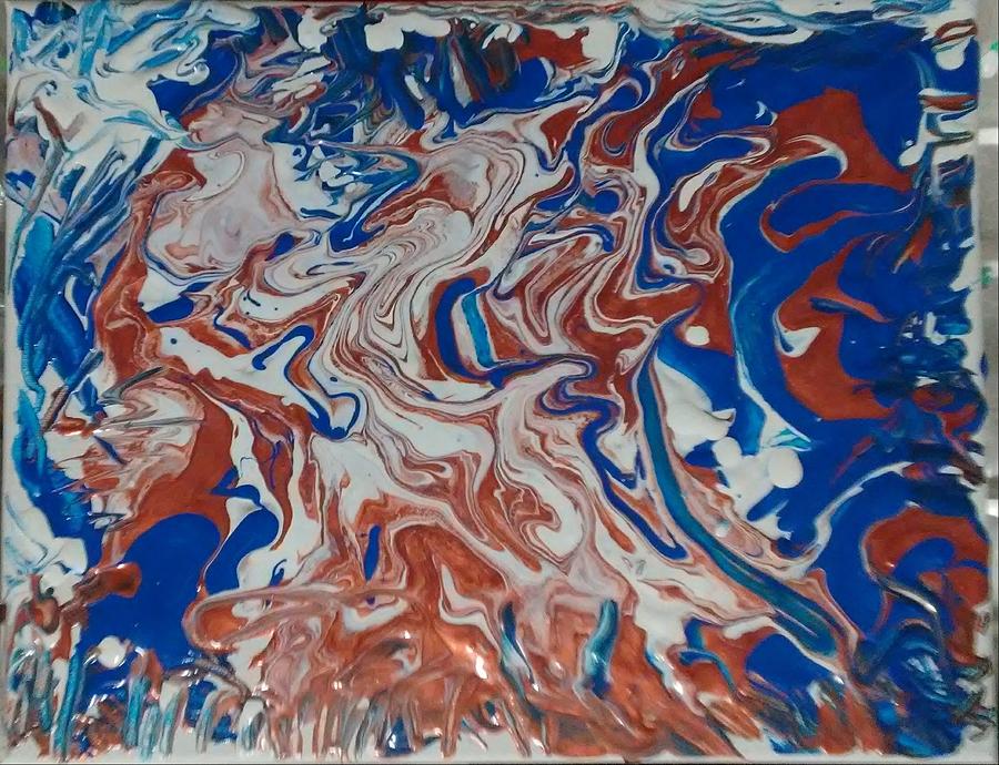 Acrylic Pour Photograph - Copper and Cobalt by Nicholas Small