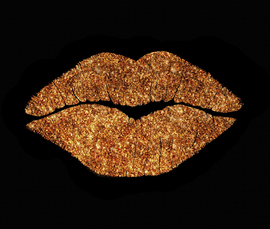 Lips Digital Art - Copper Glitter Kiss by Tina Lavoie
