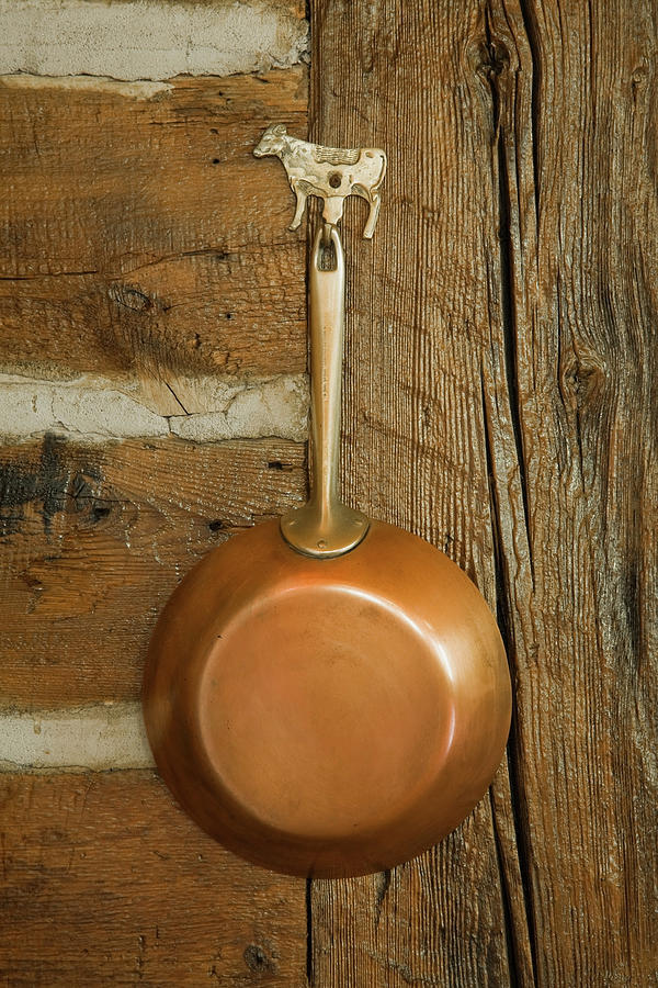 Cow Digital Art - Copper Pan Hanging Up by Perry Mastrovito
