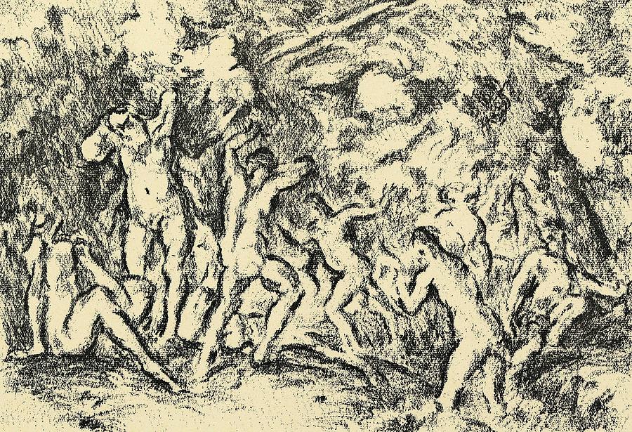 Paul Cezanne Drawing - Copy of a Painting by Cezanne -Copie dun tableau de Cezanne-. by Paul Cezanne -1839-1906-