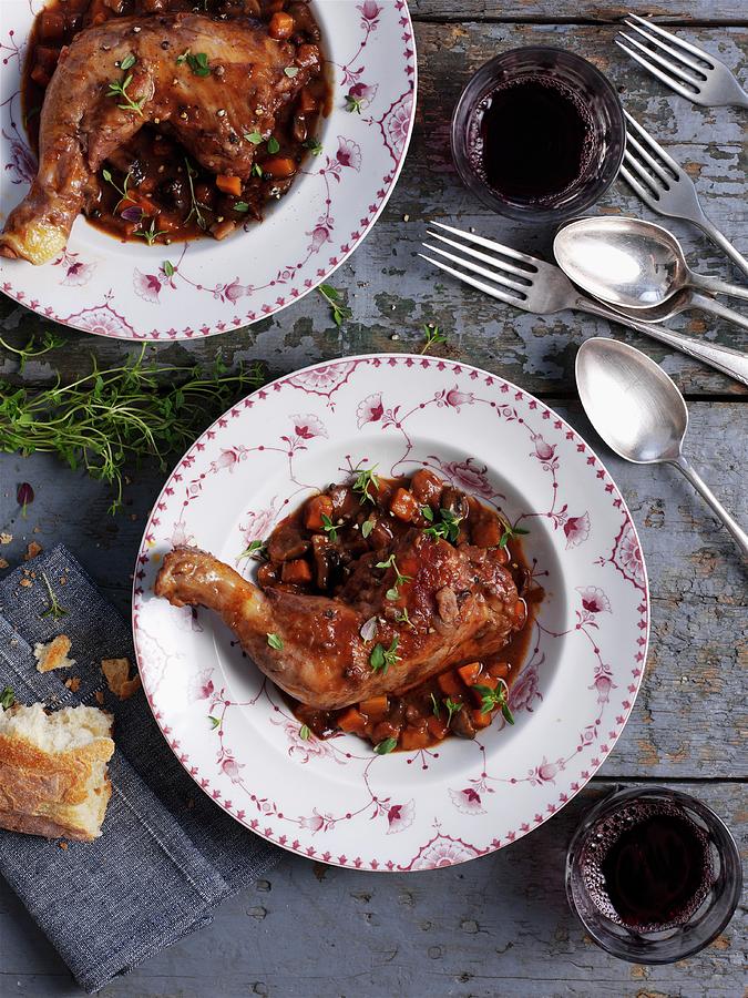 Coq Au Vin With Red Wine Photograph by Ian Garlick