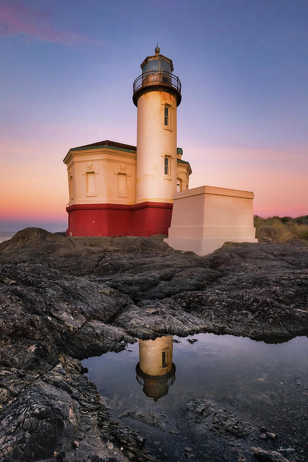 Lighthouse Photograph - Coquille Lighthouse Reflection by Chris Steele