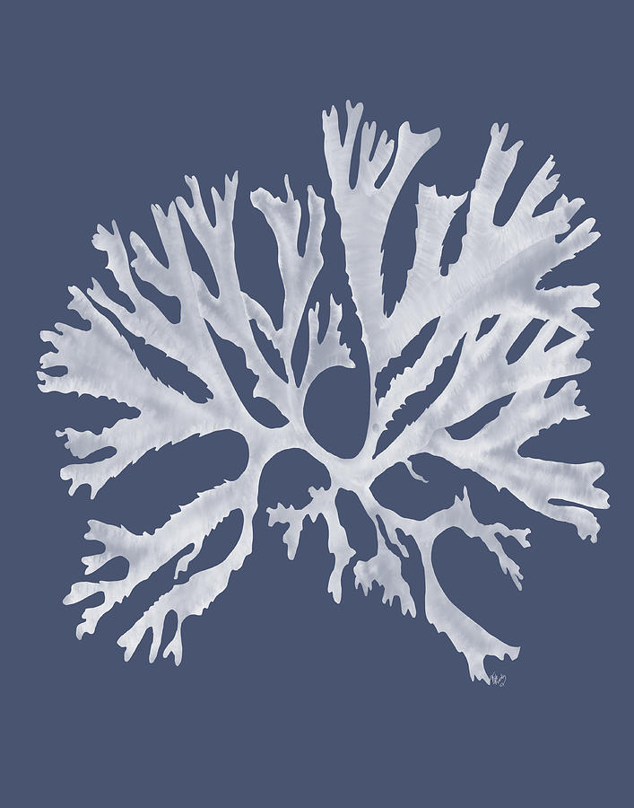 Tree Painting - Coral 18 White On Indigo Blue by Fab Funky