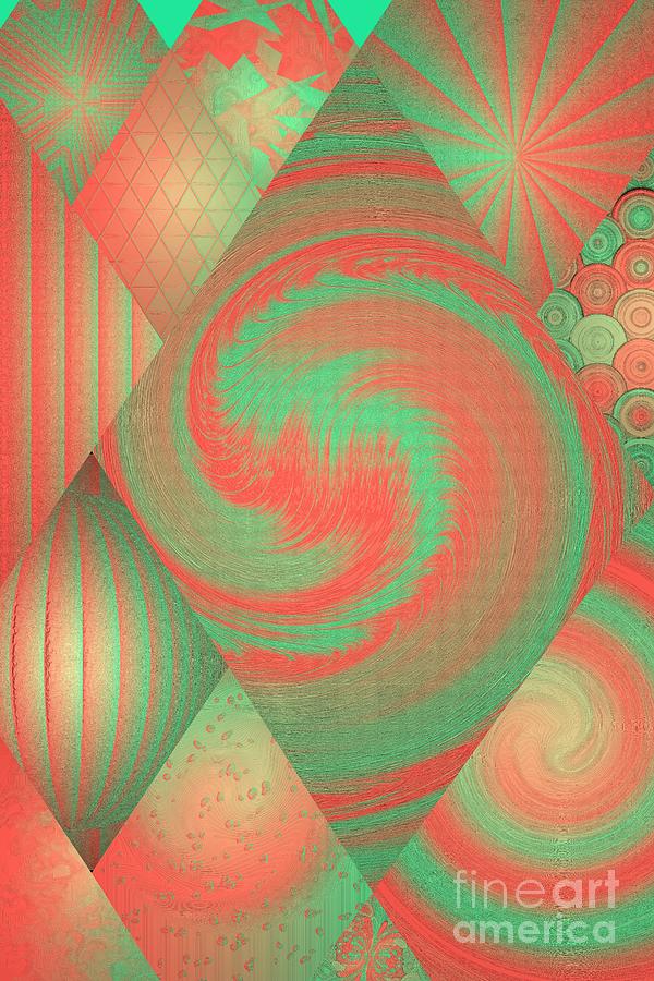 Coral and Green Modern Collage Digital Art by Rachel Hannah