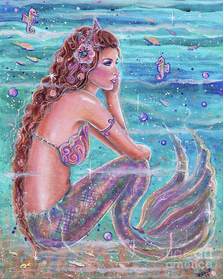Coral Mermaid Painting by Renee Lavoie
