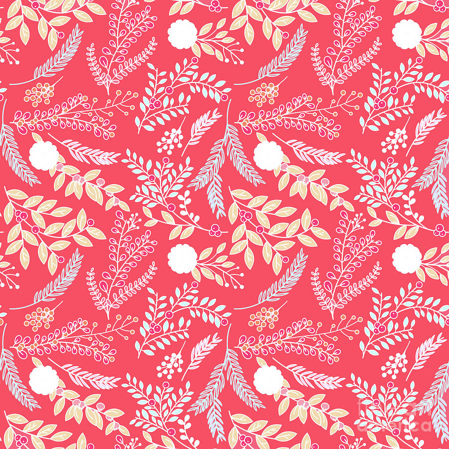 Coral Passion Floral Pattern Digital Art by Sharon Mau