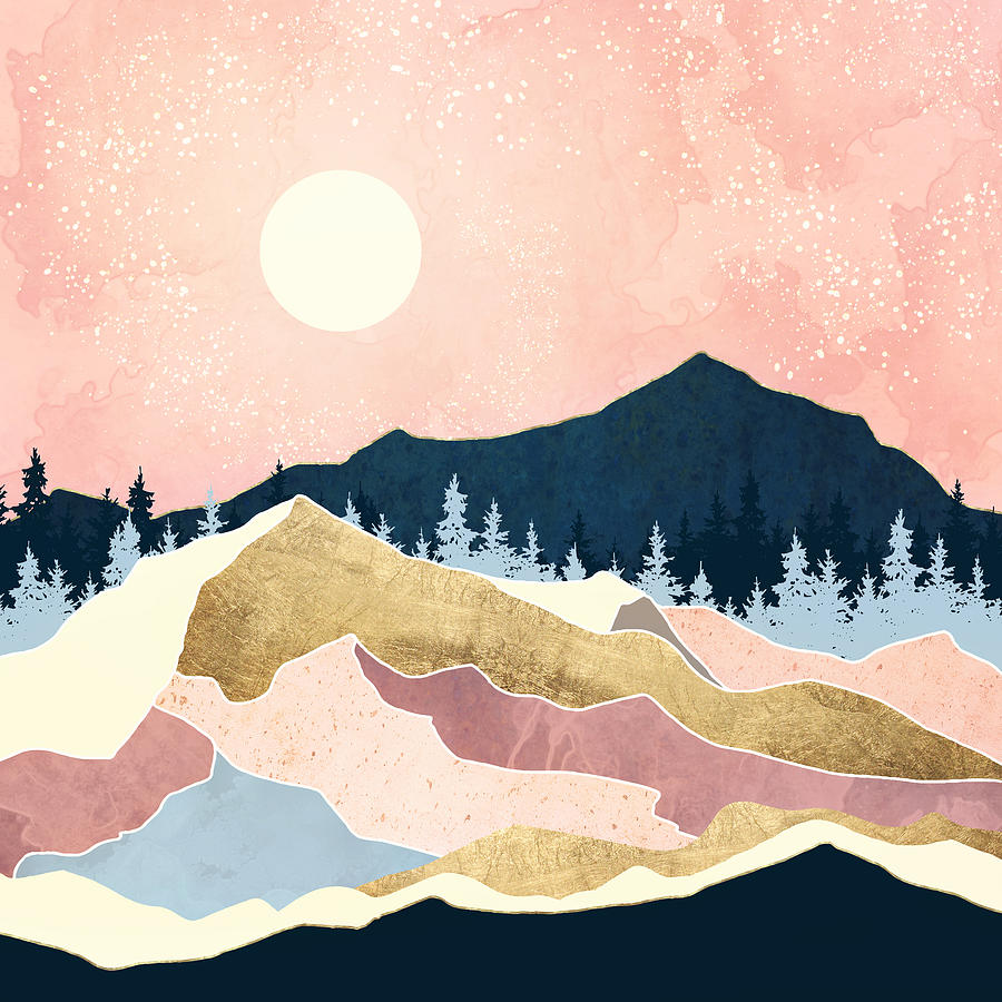 Abstract Digital Art - Coral Sunset by Spacefrog Designs