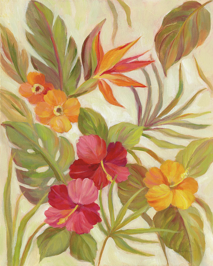 Flower Painting - Coral Tropical Floral I by Silvia Vassileva