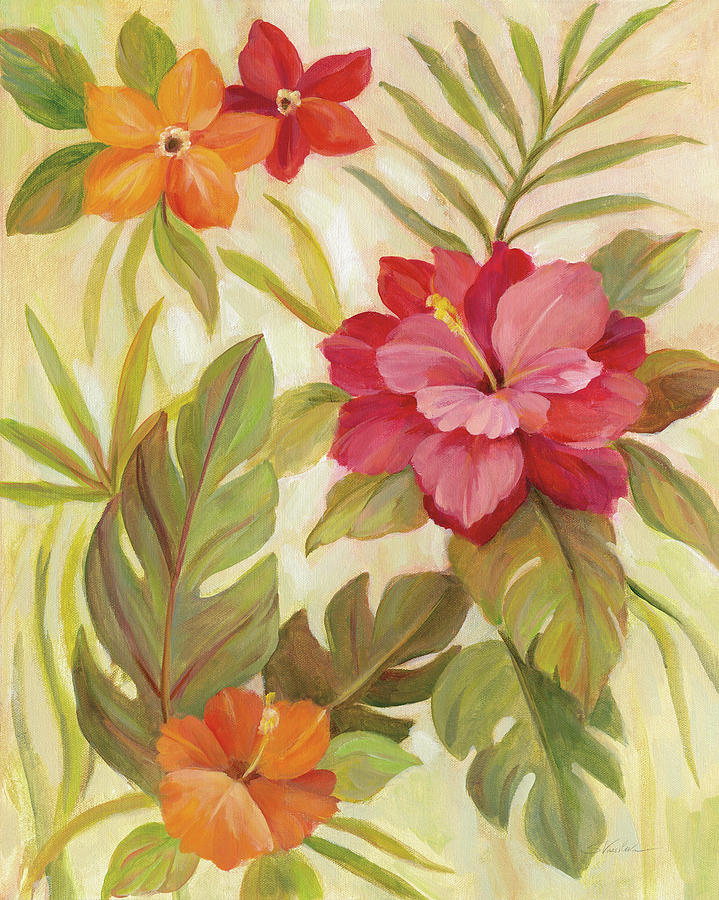 Flower Painting - Coral Tropical Floral II by Silvia Vassileva