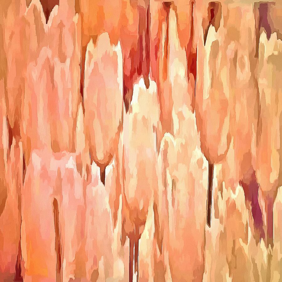 Coral Tulips Abstract Floral Pattern Painting by Taiche Acrylic Art