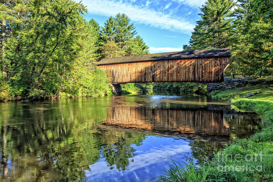 Corbin Covered Bridge Newport New Hampshire Morning Photograph by Edward Fielding